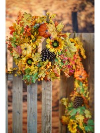 KRONE HERBST SONNENBLUMEN UND KÜRBISSE DIA 50CM X 12CM