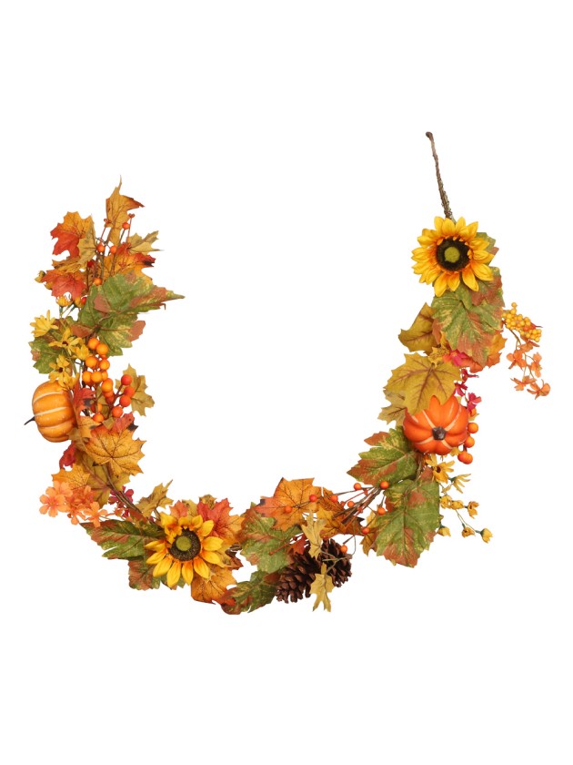 HARVEST GARLAND SUNFLOWERS AND PUMPKINS 150CM X 20CM X 12CM