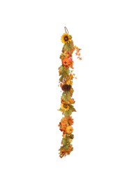 GIRLANDE HERBST SONNENBLUMEN UND KÜRBISSE 150CM X 20CM X 12CM