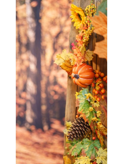 GIRLANDE HERBST SONNENBLUMEN UND KÜRBISSE 150CM X 20CM X 12CM
