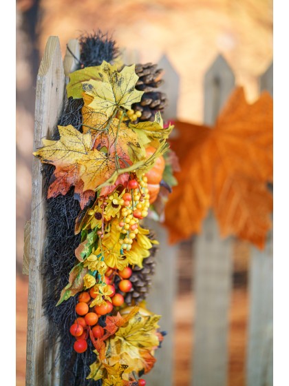 HÄNGEDEKO OU TISCHDEKORATION HERBST SONNENBLUMEN UND KÜRBISSE 70CM X 40CM X 13CM