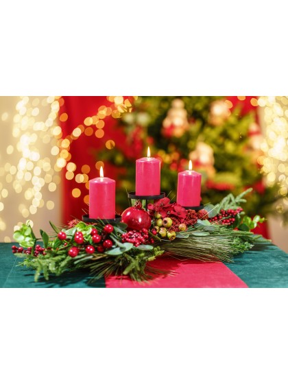 TABLE CENTER 3 CANDLE HOLDERS BERRIES 75CM X 40CM X 20CM