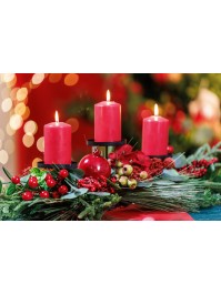 TABLE CENTER 3 CANDLE HOLDERS BERRIES 75CM X 40CM X 20CM