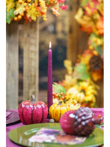 SET 2 PLUM TAPER CANDLES DIA 2.2CM X 25CM