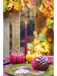 SET 2 PLUM TAPER CANDLES DIA 2.2CM X 25CM