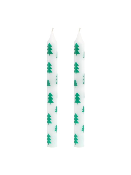 SET 2 TAPER CANDLES WITH TREE DECO DIA 2.2CM W 25CM