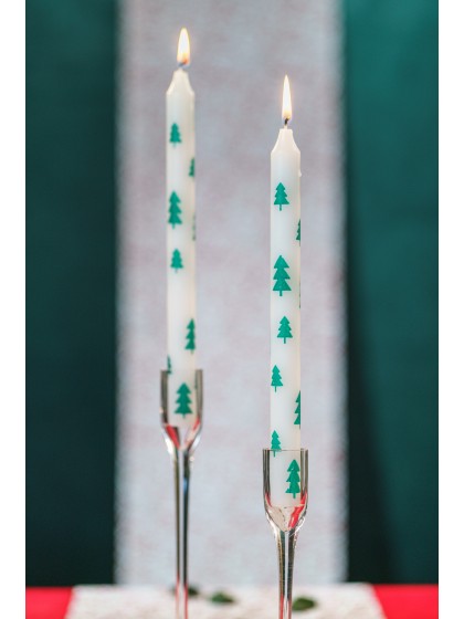 SET 2 TAPER CANDLES WITH TREE DECO DIA 2.2CM W 25CM