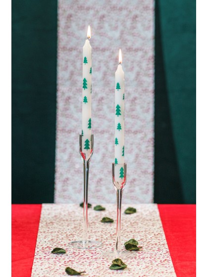 SET 2 TAPER CANDLES WITH TREE DECO DIA 2.2CM W 25CM