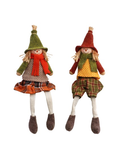 SITTING WILLOW SCARECROW 2 ASSORTED 11CM X 6CM X 40CM