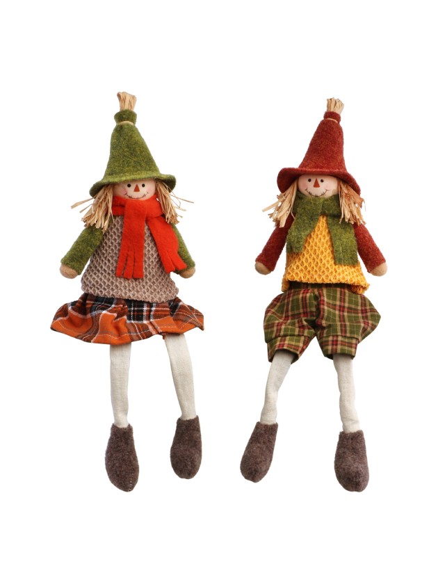 SITTING WILLOW SCARECROW 2 ASSORTED 11CM X 6CM X 40CM