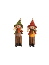 WILLOW SCARECROW ON WOODENLOG 2 ASSORTED DIA 5CM X 20CM