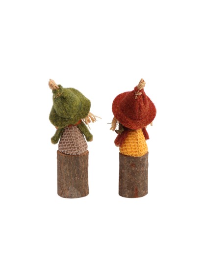 EPOUVANTAIL WILLOW SUR TRONC 2 ASSORTIS DIA 5CM X 20CM