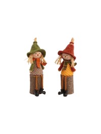 WILLOW SCARECROW ON WOODENLOG 2 ASSORTED DIA 5CM X 20CM