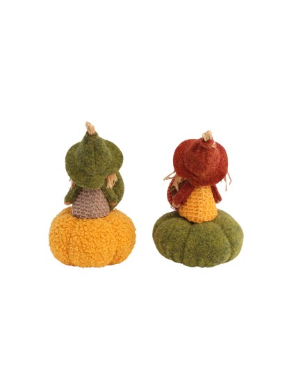 WILLOW SCARECROW ON PUMPKIN 2 ASSORTED DIA 12CM X 18CM