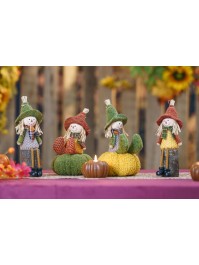 WILLOW SCARECROW ON PUMPKIN 2 ASSORTED DIA 12CM X 18CM