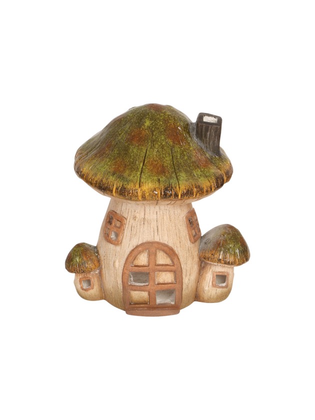 MAGNESIA MUSHROOM HOUSE CANDLEHOLDER 28.5CM X 24.5CM X 31.8CM