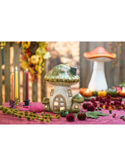 MAGNESIA MUSHROOM HOUSE CANDLEHOLDER 28.5CM X 24.5CM X 31.8CM
