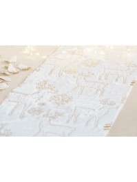 GOLDEN REINDEER FUR TABLE RUNNER 30CM X 3M