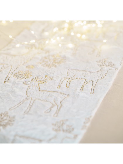 CHEMIN DE TABLE FOURRURE GOLDEN REINDEER 30CM X 3M