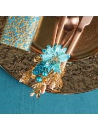 MINI BOUQUET SAPIN POINSETTIA TEAL 2 ASS ENV 7.5CM X 3CM X 16CM