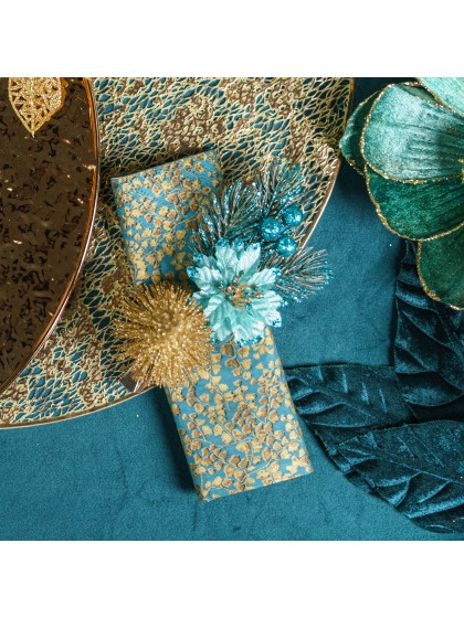 MINI BUNCH TREE BRANCH TEAL POINSETTIA 2 ASS AROUND 7.5CM X 3CM X 16CM