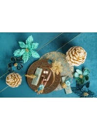 RUBAN VELOURS LUXE TEAL 12CM X 5M