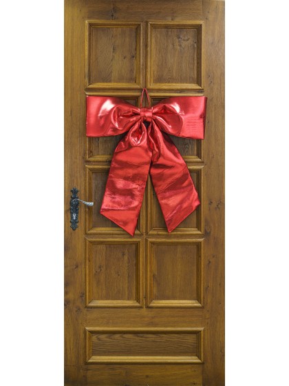 RED SHINY JUMBO BOW 68CM X 6CM X 82CM
