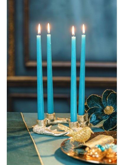 GOLDEN POLYRESIN DEER CANDLE HOLDER FOR 4 TAPER CANDLES 22.5CM X 22CM X 4.5CM