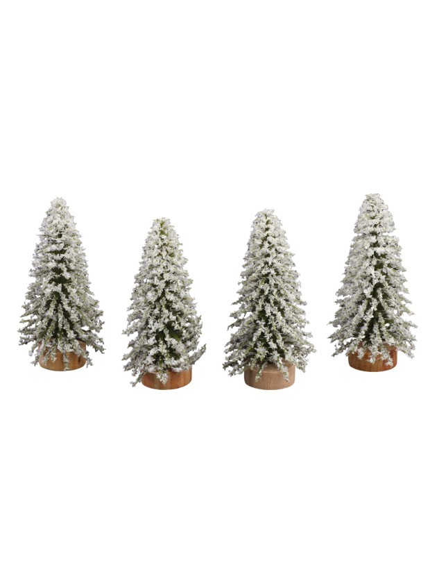 SET 4 SAPINS VERTS ENNEIGES DIA 4CM X 10CM
