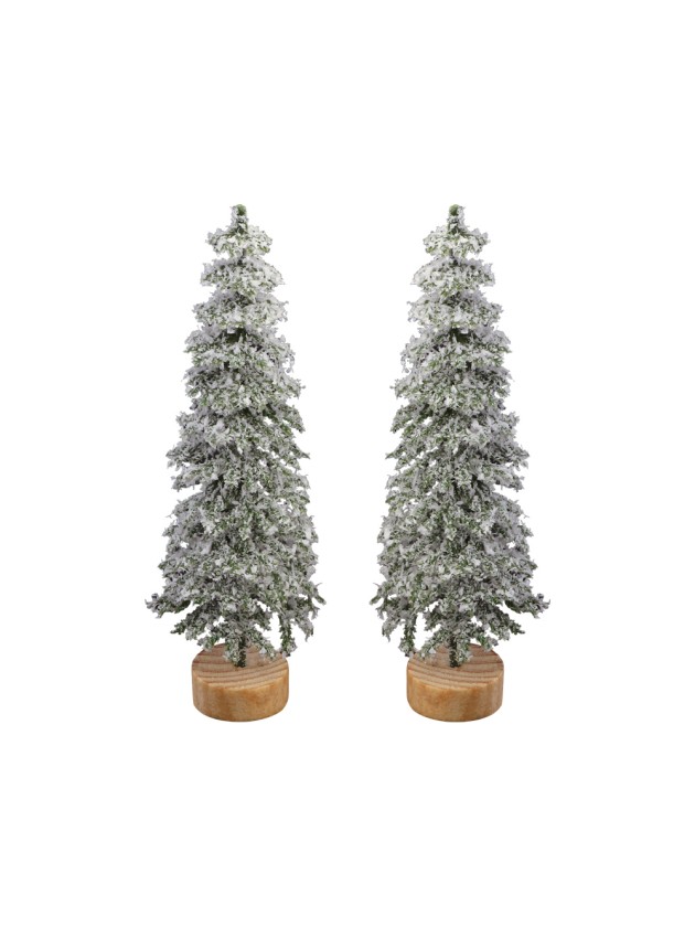 SET 2 SAPINS VERTS ENNEIGES DIA 5CM X 15CM