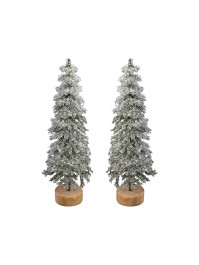 SET 2 SNOWY GREEN XMAS TREES DIA 5CM X 15CM
