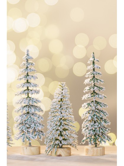 SET 2 SAPINS VERTS ENNEIGES DIA 5CM X 15CM