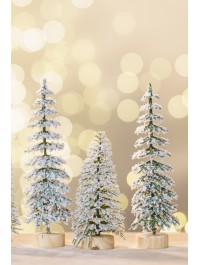 SET 2 SNOWY GREEN XMAS TREES DIA 5CM X 15CM