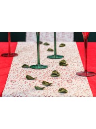 BAG OF 50 GREEN VELVET PETALS WITH GLITTERED BORDER 3.5CM X 0.1CM X 5CM