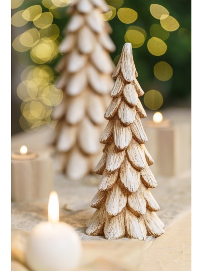 SMALL SIZE SNOWY POLYRESIN XMAS TREE DIA 11CM X 15CM