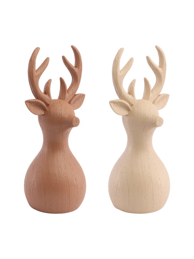 POLYRESIN REINDEER RUSTY - 2 ASS 9CM X 8.5CM X 21CM