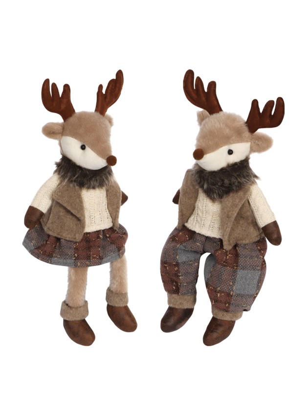 SITTING RUSTY DEER - 2 ASS 23CM X 15CM X 50CM