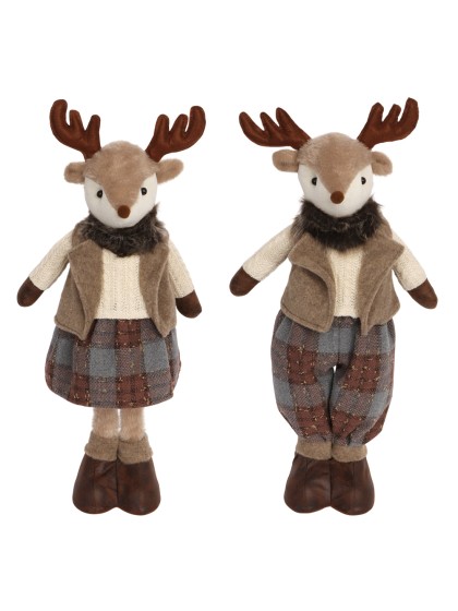 RUSTY DEER WITH TELESCOPIC LEGS - 2 ASS 27CM X 15CM X 45CM/ 62CM