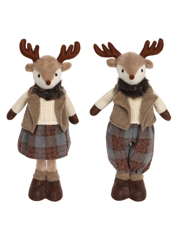RUSTY DEER WITH TELESCOPIC LEGS - 2 ASS 27CM X 15CM X 45CM/ 62CM