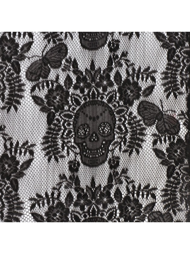 CHEMIN DE TABLE DENTELLE NOIRE TETE DE MORT 37CM X 180CM