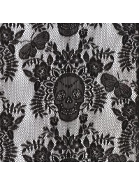 TISCHLÄUFER SPITZE SCHWARZ TOTENKOPF 37CM X 180CM