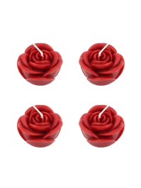 SET 4 BOUGIES ROSES ROUGES DIA 5CM X 3.5CM