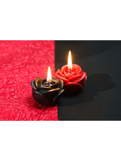 4 BLACK ROSES CANDLES DIA 5CM X 3.5CM