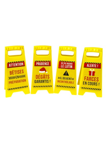 WARNING SIGN FOR ELF BEHAVIN BADLY - 4 ASS 11.5CM X 1.5CM X 24CM