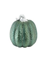 KÜRBIS KUNSTHARZ STRUKTURIERT SCHLENGEL GRÜN SCHILLERND 16.5CM X 16.5CM X 20CM