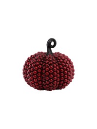 SMALL POLYRESIN PUMPKIN WITH BLOODY RED BEADS 19CM X 18CM X 19CM