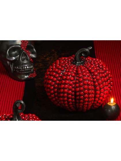 GRANDE CITROUILLE PERLES ROUGE BLOODY 24CM X 22CM X 21CM