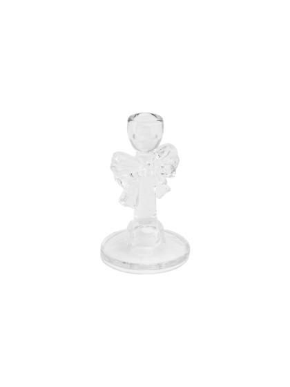 KERZENHALTER FACKELKERZE GLAS SCHLEIFE TRANSPARENT DIA 9.2CM X 14.8CM