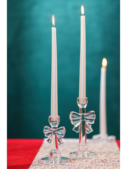 BOUGEOIR FLAMBEAU VERRE NOEUD TRANSPARENT DIA 9.2CM X 14.8CM