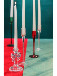 BOUGEOIR FLAMBEAU VERRE NOEUD TRANSPARENT DIA 9.2CM X 14.8CM